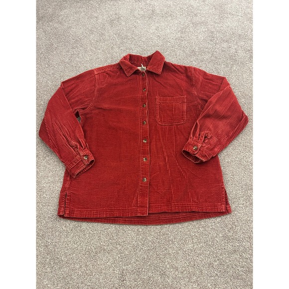 L.L.Bean Tops - LL Bean Corduroy Button Down Shirt Womens Small Red Excellent Long Sleeve Cotton